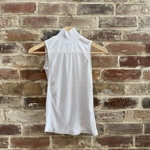 White ribbed mock neck tank top